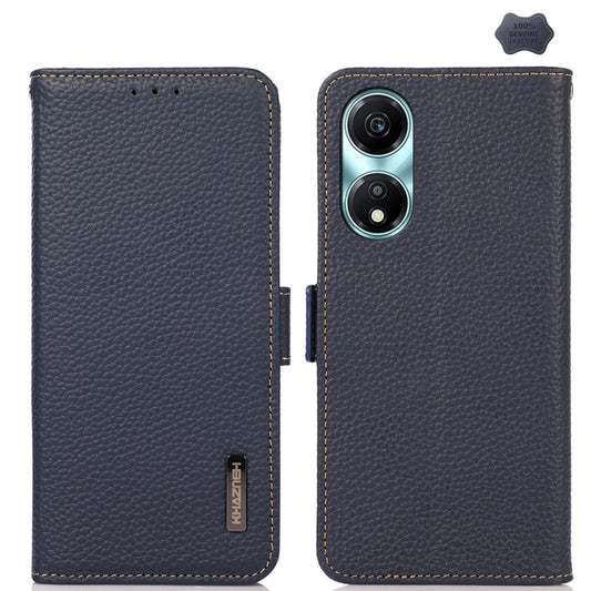 For Honor X5 Plus KHAZNEH Side-Magnetic Litchi Genuine Leather RFID Phone Case(Blue) - Honor Cases by buy2fix | Online Shopping UK | buy2fix