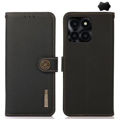For Honor X6A KHAZNEH Custer Genuine Leather RFID Phone Case(Black) - Honor Cases by buy2fix | Online Shopping UK | buy2fix