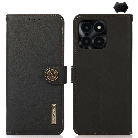 For Honor X6A KHAZNEH Custer Genuine Leather RFID Phone Case(Black) - Honor Cases by buy2fix | Online Shopping UK | buy2fix