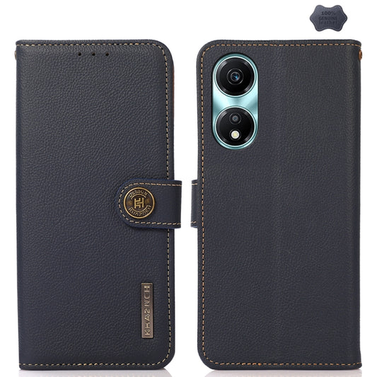 For Honor X5 Plus KHAZNEH Custer Genuine Leather RFID Phone Case(Blue) - Honor Cases by buy2fix | Online Shopping UK | buy2fix