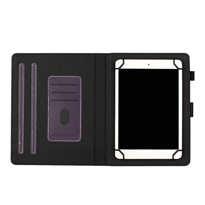 For 7 inch Universal Solid Color Horizontal Flip Leather Case with Card Slots & Holder & Pen Slot(Purple) - 7 inch by buy2fix | Online Shopping UK | buy2fix