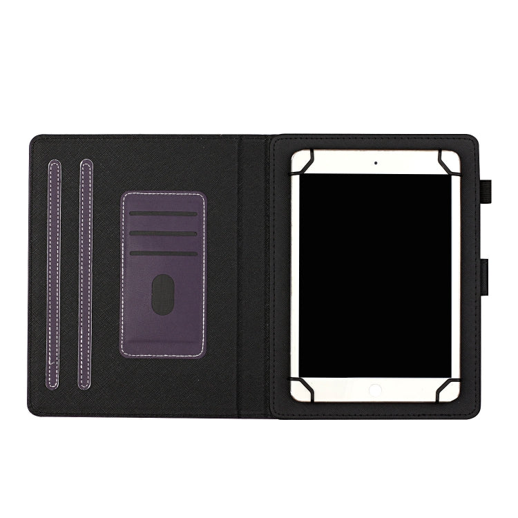For 10 inch Universal Solid Color Horizontal Flip Leather Case with Card Slots & Holder & Pen Slot(Purple) - 10 - 11 inch by buy2fix | Online Shopping UK | buy2fix