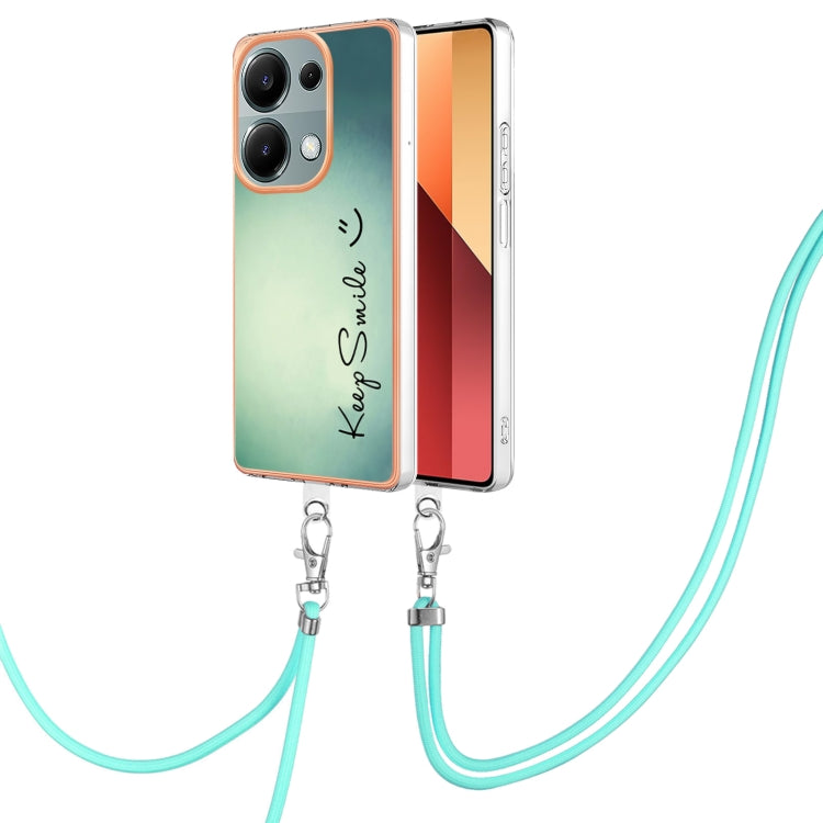 For Xiaomi Redmi Note 13 Pro 4G Global Electroplating Dual-side IMD Phone Case with Lanyard(Smile) - Xiaomi Cases by buy2fix | Online Shopping UK | buy2fix
