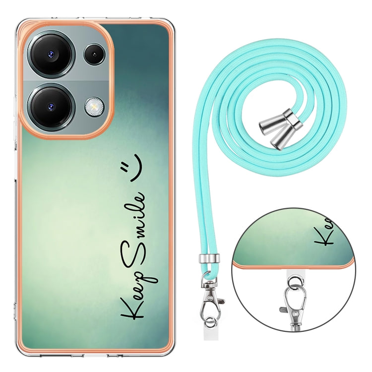 For Xiaomi Redmi Note 13 Pro 4G Global Electroplating Dual-side IMD Phone Case with Lanyard(Smile) - Xiaomi Cases by buy2fix | Online Shopping UK | buy2fix