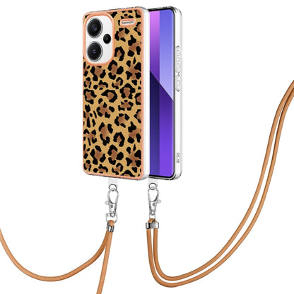 For Xiaomi Redmi Note 13 Pro+ 5G Electroplating Dual-side IMD Phone Case with Lanyard(Leopard Print) - Xiaomi Cases by buy2fix | Online Shopping UK | buy2fix