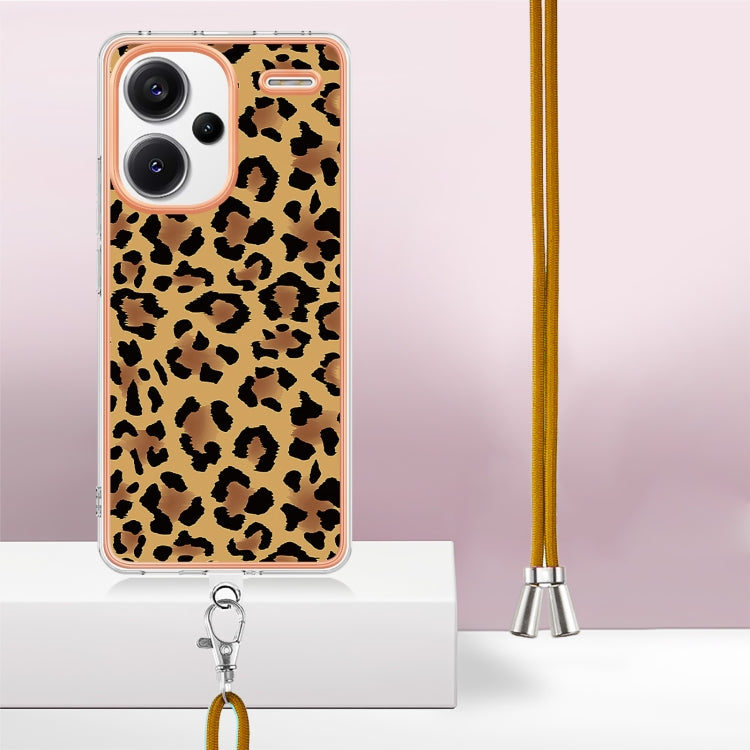 For Xiaomi Redmi Note 13 Pro+ 5G Electroplating Dual-side IMD Phone Case with Lanyard(Leopard Print) - Xiaomi Cases by buy2fix | Online Shopping UK | buy2fix