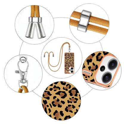 For Xiaomi Redmi Note 13 Pro+ 5G Electroplating Dual-side IMD Phone Case with Lanyard(Leopard Print) - Xiaomi Cases by buy2fix | Online Shopping UK | buy2fix