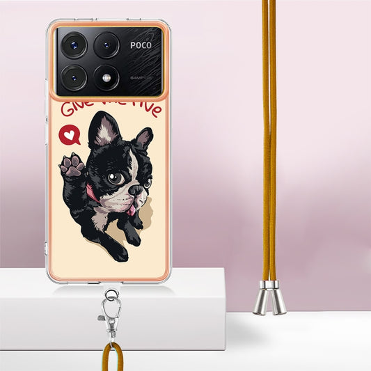 For Xiaomi Redmi K70E Electroplating Dual-side IMD Phone Case with Lanyard(Lucky Dog) - Xiaomi Cases by buy2fix | Online Shopping UK | buy2fix