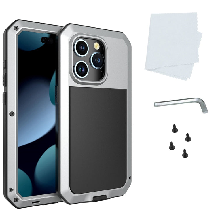 For iPhone 15 Pro Max Shockproof Life Waterproof Dust-proof Metal + Silicone Phone Case(Silver) - iPhone 15 Pro Max Cases by buy2fix | Online Shopping UK | buy2fix