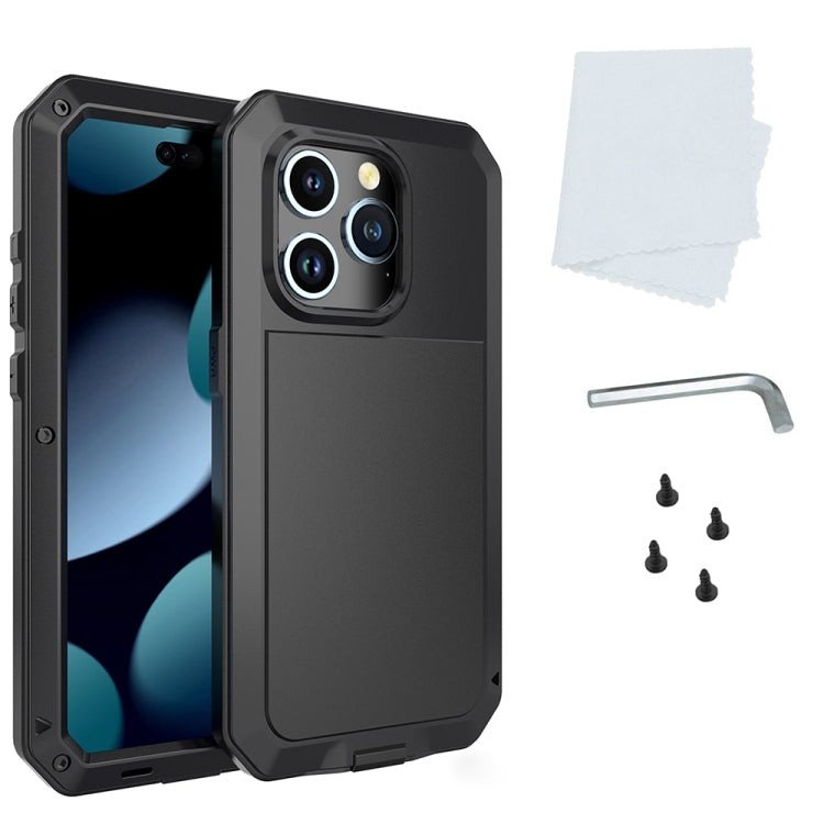 For iPhone 15 Pro Shockproof Life Waterproof Dust-proof Metal + Silicone Phone Case(Black) - iPhone 15 Pro Cases by buy2fix | Online Shopping UK | buy2fix