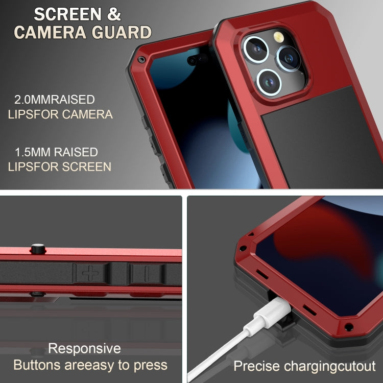For iPhone 15 Shockproof Life Waterproof Dust-proof Metal + Silicone Phone Case(Red) - iPhone 15 Cases by buy2fix | Online Shopping UK | buy2fix