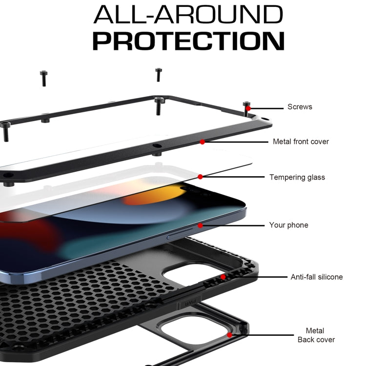 For iPhone 15 Shockproof Life Waterproof Dust-proof Metal + Silicone Phone Case(Black) - iPhone 15 Cases by buy2fix | Online Shopping UK | buy2fix