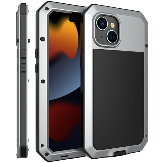 For iPhone 15 Shockproof Life Waterproof Dust-proof Metal + Silicone Phone Case(Silver) - iPhone 15 Cases by buy2fix | Online Shopping UK | buy2fix