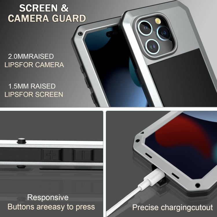 For iPhone 15 Shockproof Life Waterproof Dust-proof Metal + Silicone Phone Case(Silver) - iPhone 15 Cases by buy2fix | Online Shopping UK | buy2fix