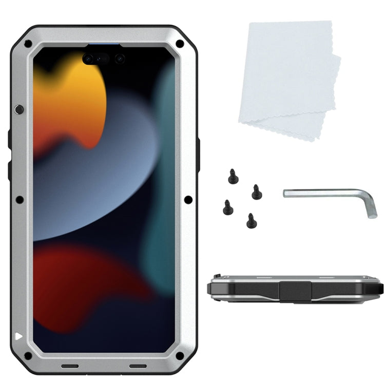 For iPhone 15 Shockproof Life Waterproof Dust-proof Metal + Silicone Phone Case(Silver) - iPhone 15 Cases by buy2fix | Online Shopping UK | buy2fix