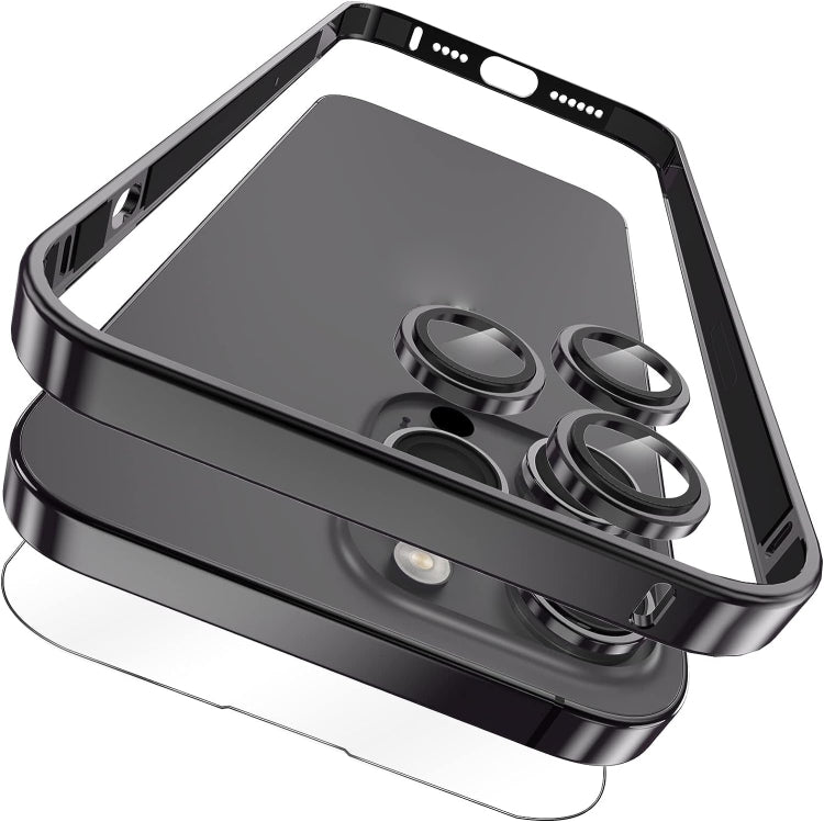 For iPhone 14 Pro Max 3 in 1 Ultra-thin Metal Frame + Lens + Film Phone Protection Set(Black) - iPhone 14 Pro Max Cases by buy2fix | Online Shopping UK | buy2fix