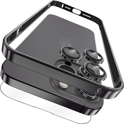 For iPhone 14 Pro Max 3 in 1 Ultra-thin Metal Frame + Lens + Film Phone Protection Set(Black) - iPhone 14 Pro Max Cases by buy2fix | Online Shopping UK | buy2fix