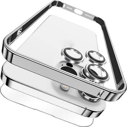 For iPhone 14 Pro Max 3 in 1 Ultra-thin Metal Frame + Lens + Film Phone Protection Set(Silver) - iPhone 14 Pro Max Cases by buy2fix | Online Shopping UK | buy2fix