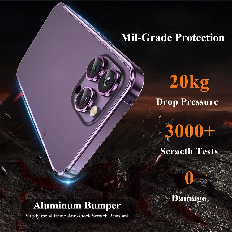 For iPhone 14 Pro Max 3 in 1 Ultra-thin Metal Frame + Lens + Film Phone Protection Set(Purple) - iPhone 14 Pro Max Cases by buy2fix | Online Shopping UK | buy2fix