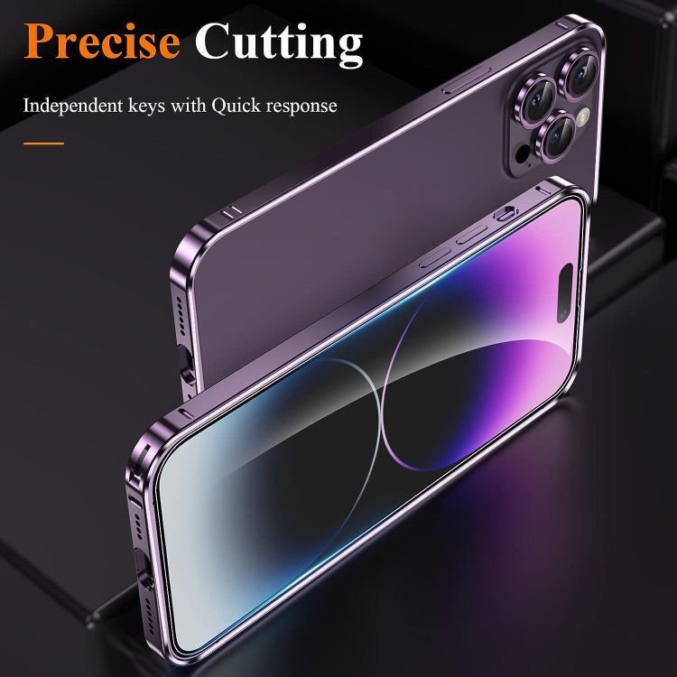 For iPhone 14 Pro Max 3 in 1 Ultra-thin Metal Frame + Lens + Film Phone Protection Set(Purple) - iPhone 14 Pro Max Cases by buy2fix | Online Shopping UK | buy2fix