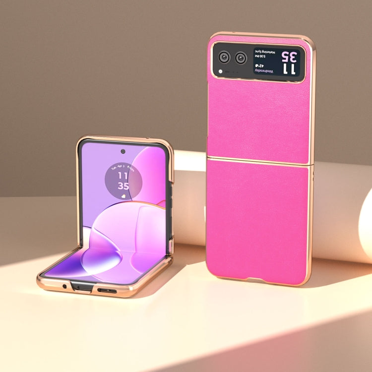 For Motorola Razr 40 Nano Electroplating Haze Texture PU Phone Case(Red) by buy2fix