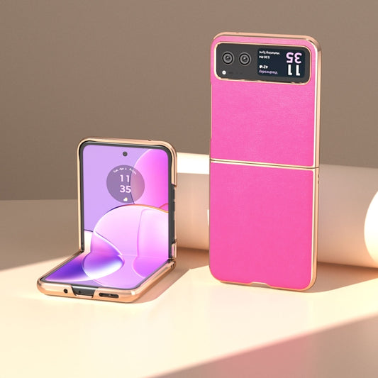 For Motorola Razr 40 Nano Electroplating Haze Texture PU Phone Case(Red) by buy2fix