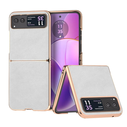For Motorola Razr 40 Nano Electroplating Dual Color Lichi Texture PU Phone Case(White) by buy2fix