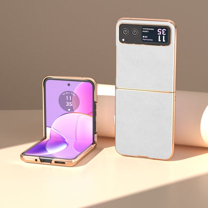 For Motorola Razr 40 Nano Electroplating Dual Color Lichi Texture PU Phone Case(White) by buy2fix