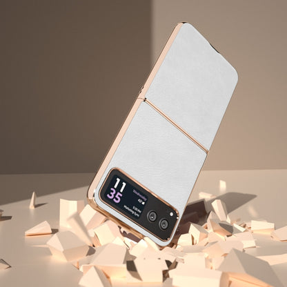 For Motorola Razr 40 Nano Electroplating Dual Color Lichi Texture PU Phone Case(White) by buy2fix