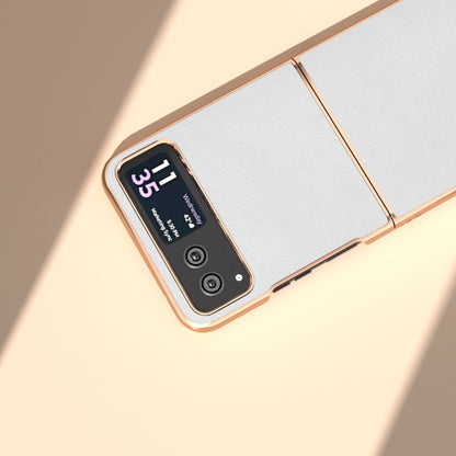 For Motorola Razr 40 Nano Electroplating Dual Color Lichi Texture PU Phone Case(White) by buy2fix