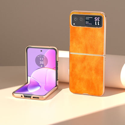 For Motorola Razr 40 Nano Electroplating Dual Color Lichi Texture PU Phone Case(Orange) by buy2fix