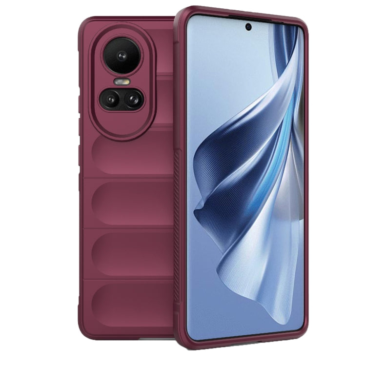 For OPPO Reno10 5G Global Magic Shield TPU + Flannel Phone Case(Wine Red) by buy2fix