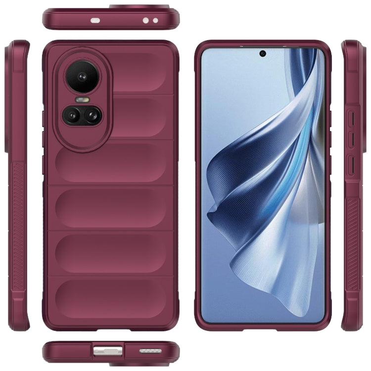 For OPPO Reno10 5G Global Magic Shield TPU + Flannel Phone Case(Wine Red) by buy2fix