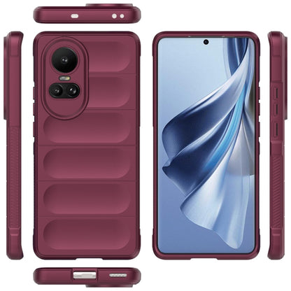 For OPPO Reno10 5G Global Magic Shield TPU + Flannel Phone Case(Wine Red) by buy2fix