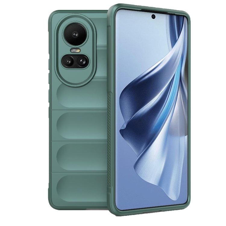 For OPPO Reno10 5G Global Magic Shield TPU + Flannel Phone Case(Dark Green) by buy2fix