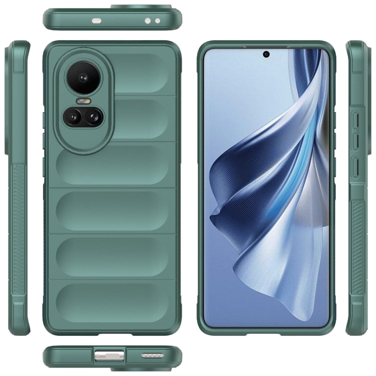 For OPPO Reno10 5G Global Magic Shield TPU + Flannel Phone Case(Dark Green) by buy2fix