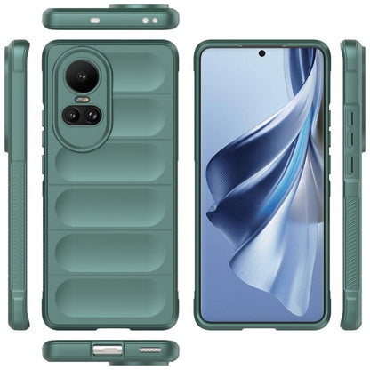 For OPPO Reno10 5G Global Magic Shield TPU + Flannel Phone Case(Dark Green) by buy2fix