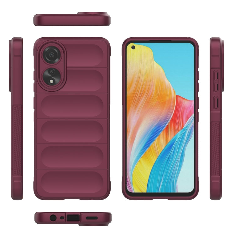 For OPPO A78 4G Global Magic Shield TPU + Flannel Phone Case(Wine Red) by buy2fix