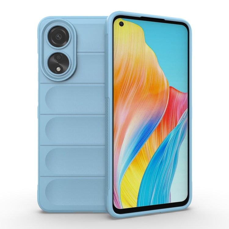 For OPPO A78 4G Global Magic Shield TPU + Flannel Phone Case(Light Blue) by buy2fix