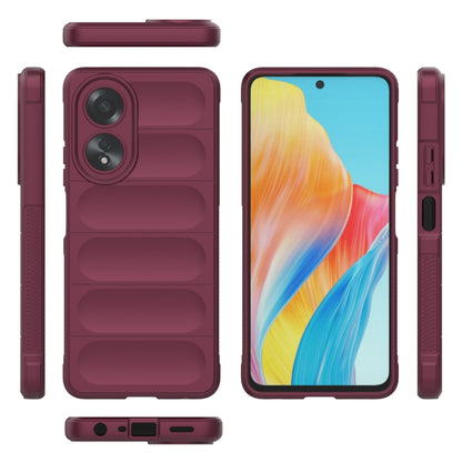 For OPPO A58 4G Global Magic Shield TPU + Flannel Phone Case(Wine Red) by buy2fix
