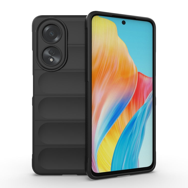 For OPPO A58 4G Global Magic Shield TPU + Flannel Phone Case(Black) by buy2fix