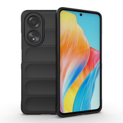 For OPPO A58 4G Global Magic Shield TPU + Flannel Phone Case(Black) by buy2fix