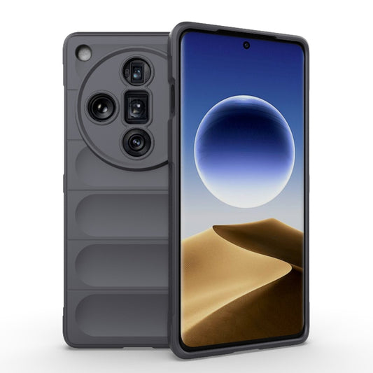 For OPPO Find X7 Ultra 5G Magic Shield TPU + Flannel Phone Case(Dark Grey) - OPPO Cases by buy2fix | Online Shopping UK | buy2fix