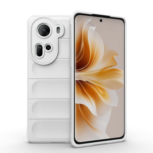For OPPO Reno11 5G Global Magic Shield TPU + Flannel Phone Case(White) - OPPO Cases by buy2fix | Online Shopping UK | buy2fix