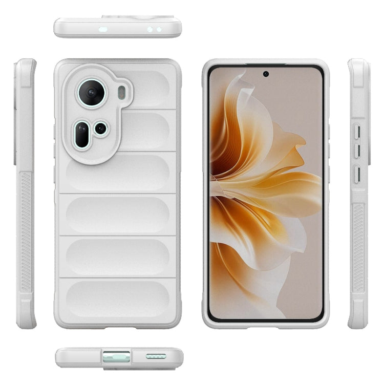 For OPPO Reno11 5G Global Magic Shield TPU + Flannel Phone Case(White) - OPPO Cases by buy2fix | Online Shopping UK | buy2fix