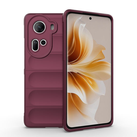 For OPPO Reno11 5G Global Magic Shield TPU + Flannel Phone Case(Wine Red) - OPPO Cases by buy2fix | Online Shopping UK | buy2fix