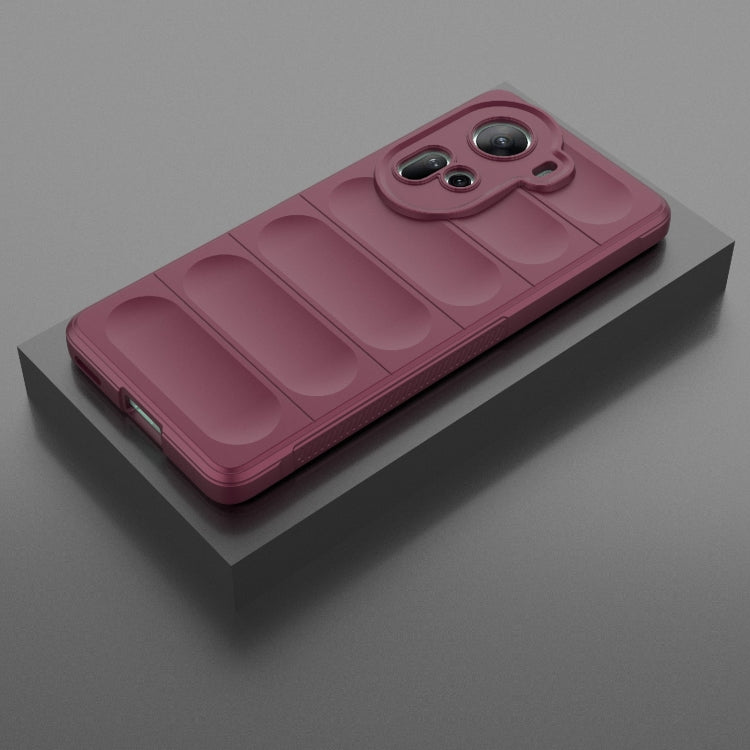 For OPPO Reno11 5G Global Magic Shield TPU + Flannel Phone Case(Wine Red) - OPPO Cases by buy2fix | Online Shopping UK | buy2fix