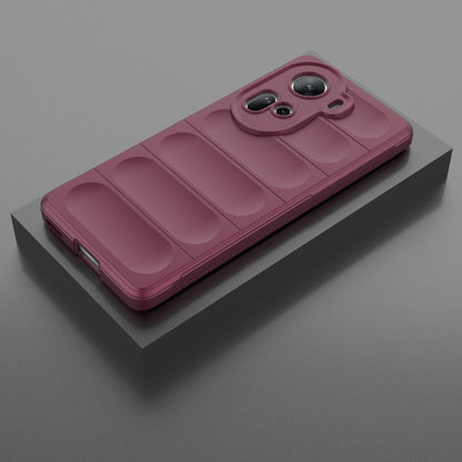 For OPPO Reno11 5G Global Magic Shield TPU + Flannel Phone Case(Wine Red) - OPPO Cases by buy2fix | Online Shopping UK | buy2fix
