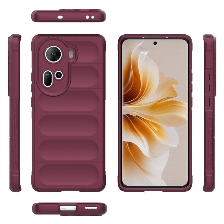 For OPPO Reno11 5G Global Magic Shield TPU + Flannel Phone Case(Wine Red) - OPPO Cases by buy2fix | Online Shopping UK | buy2fix