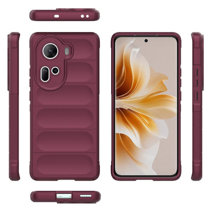 For OPPO Reno11 5G Global Magic Shield TPU + Flannel Phone Case(Wine Red) - OPPO Cases by buy2fix | Online Shopping UK | buy2fix
